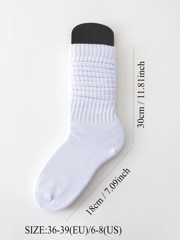 Women's Solid Slouch Socks, Casual Comfy Breathable Crew Socks for Daily Wear, Women's Socks for All Seasons