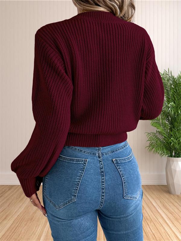 Women's Cable Knit Drop Shoulder Sweater, Casual Long Sleeve Round Neck Jumper for Fall & Winter, Fashion Ladies' Knitwear for Daily Wear