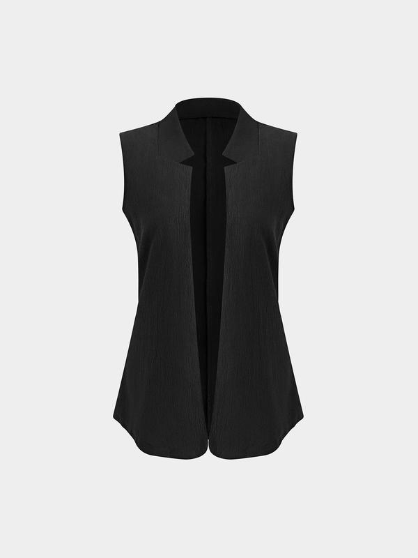 YOZY Women's Solid Textured Mock Neck Suit Vest, Casual Open Front Sleeveless Outerwear for Daily Wear, Ladies Clothes for All Seasons