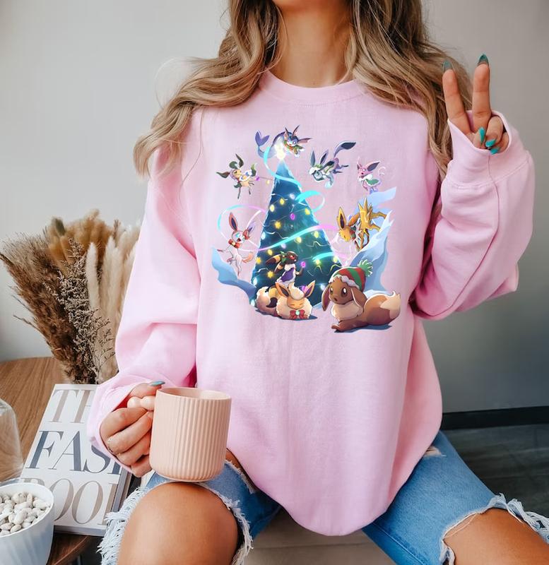 Eevee Evolutions Christmas Sweatshirt Hoodie, Pokemon Christmas Sweater, Eevee Xmas Sweater, Sylveon, umbreon, Espeon, Flareon Anime, Anime Sweatshirt, Cozy Gaming Apparel, Christmas Eevee Shirt, Eevee Evolutions Xmas Sweater, Pokemon Xmas Sweater