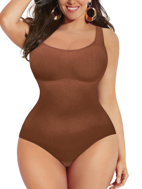 Women's Solid Square Neck Shapewear Bodysuit, Casual Sleeveless Shapewear Bodysuit Tummy Control Bodysuit, Summer Wear 2024, Lady Shapewear Clothing for All Seasons Shaper Clothes