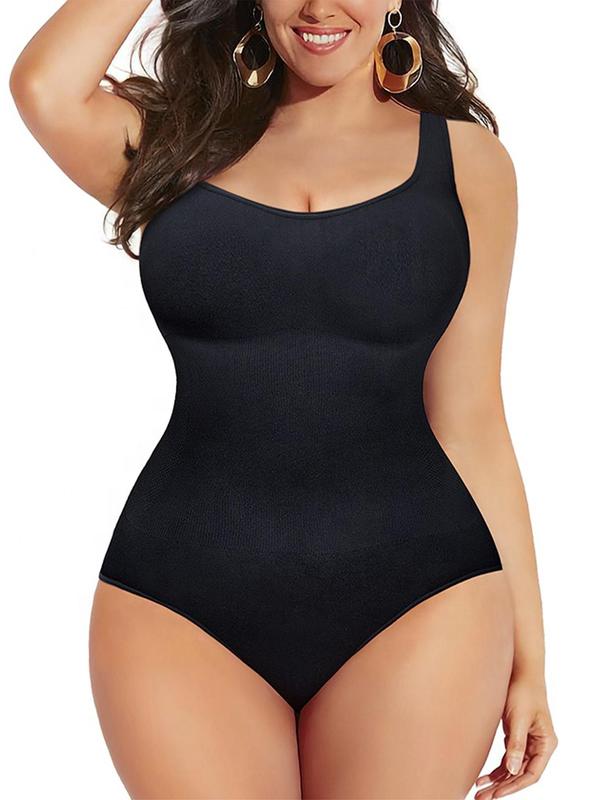 Women's Solid Square Neck Shapewear Bodysuit, Casual Sleeveless Shapewear Bodysuit Tummy Control Bodysuit, Summer Wear 2024, Lady Shapewear Clothing for All Seasons Shaper Clothes