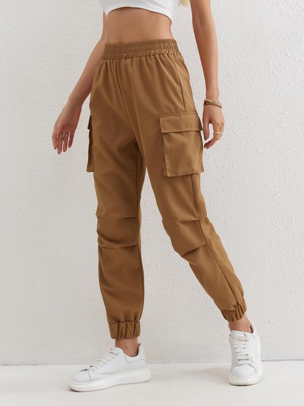 Women's Pocket High Waist Cargo Pants, Pants for Women, Casual Elastic Waist Jogger Pants, Mean Girl Pants, Comfort Cargo Pants Women, Casual Summer Bottoms