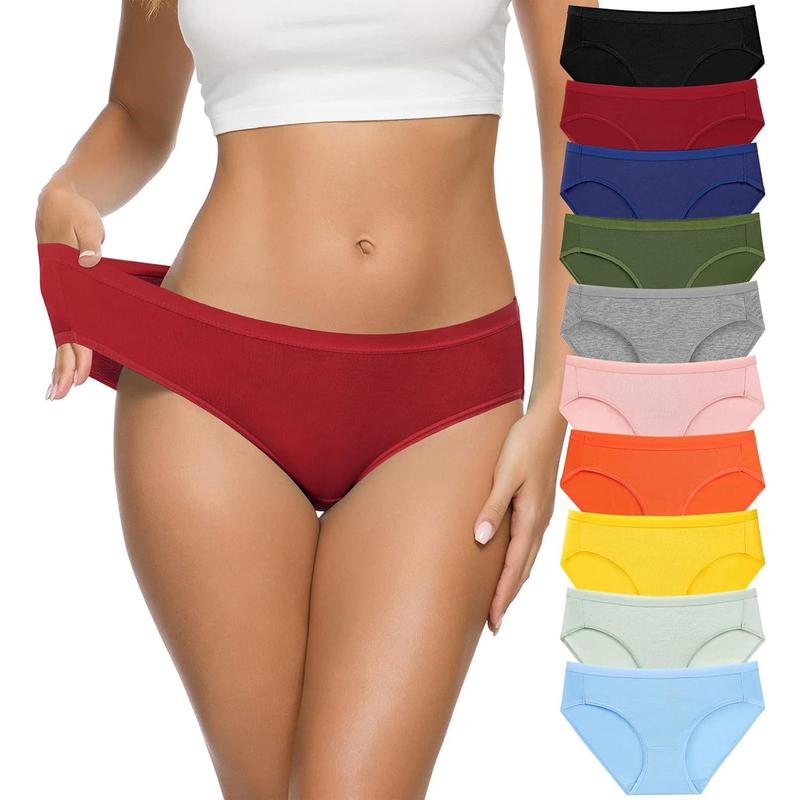 Women's Cotton Bikini Panties, High-Cut Full Coverage Stretch Cool Underwear for Women Womenswear Lady Comfort Lingerie