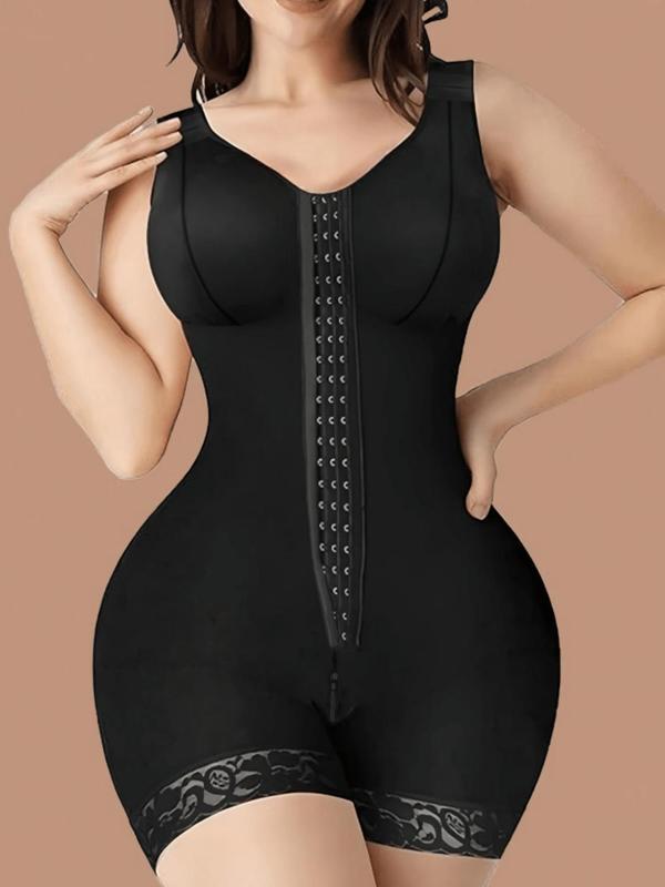 Women's Plain Floral Lace Shapewear Romper, Adjustable Hook & Eye Tummy Control Butt Lifting Shaper for Daily Wear, Women's Shapewear for All Seasons Sexy, Waist Trainer Women