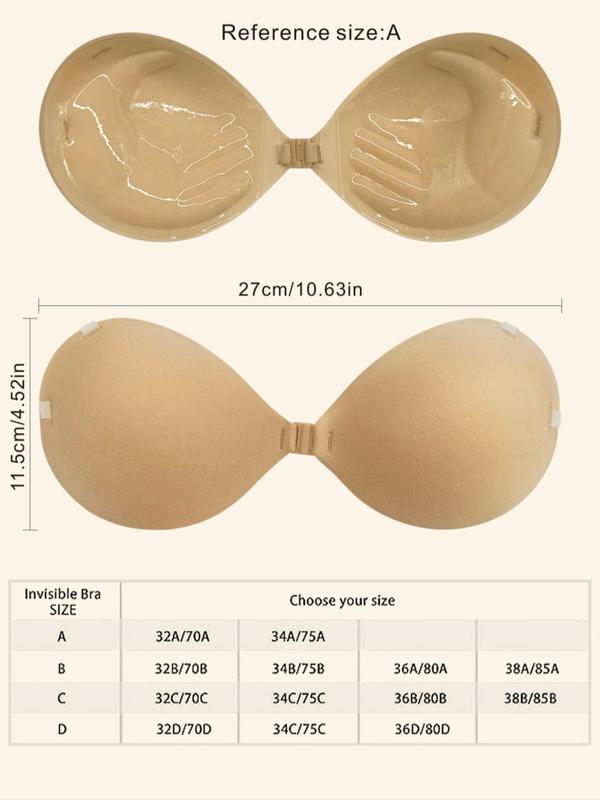 Women's Solid Buckle Front Thick Nipple Cover, Casual Invisible Self Adhesive Bra for Daily Wear, Lingerie Accessories for Women