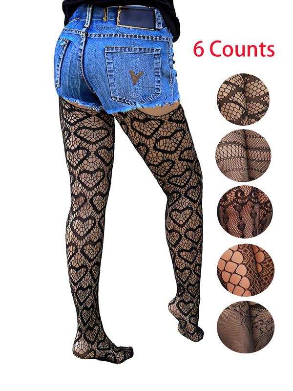 Women's 3 Pairs Plain Fishnet Tights, Summer 2024 High Waist Breathable Comfort Sheer Pantyhose for Lady Daily Wear, Womenswear Underwear for Summer