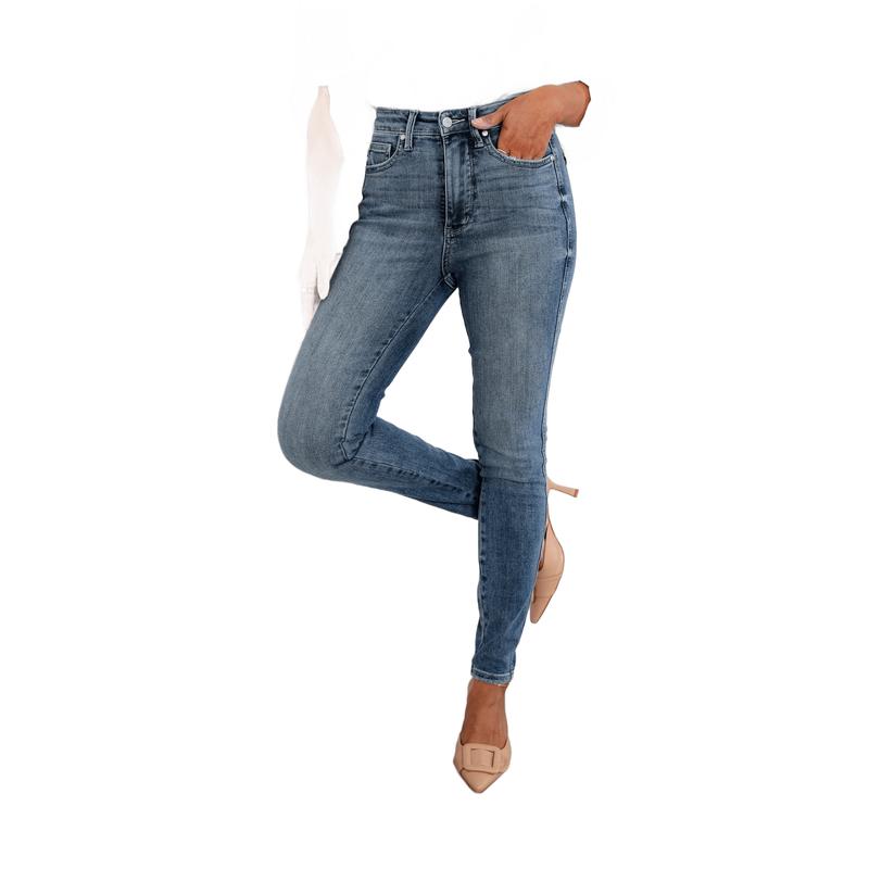 Judy Blue Waist Snatcher High Rise Medium Contrast Wash Tummy Control Skinny Jeans