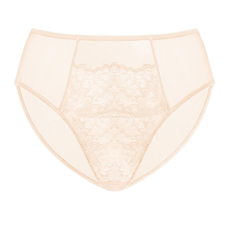 HSIA Sunflower Floral Lace Sheer Mesh Back Bikini Underwear High-Rise Brief Matching Panty