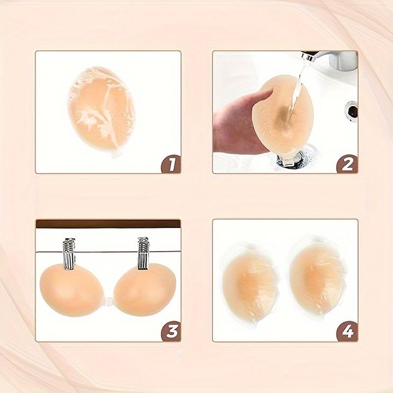 2 Pair Silicone Invisible Strapless Bra - Self-Adhesive Backless Push Up Nipple Covers - For Women - Perfect for Strapless Dresses & Tops -  Suitable for Special Occasions & Everyday Wear - Great Gift for Her