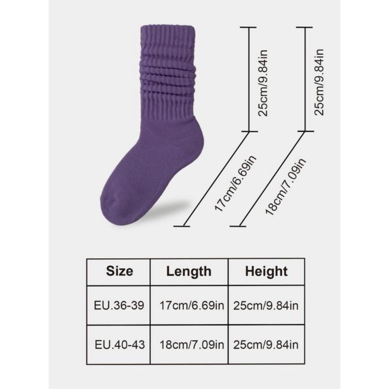 Women's Solid Crew Socks, Baggy Socks, Multi-pack Soft Comfy Breathable Cozy Mid-calf Socks for Daily Wear, Socks for Women, Comfort Casual Womenswear, Lady's Fall & Winter Socks & Hosiery, Fall Clothes