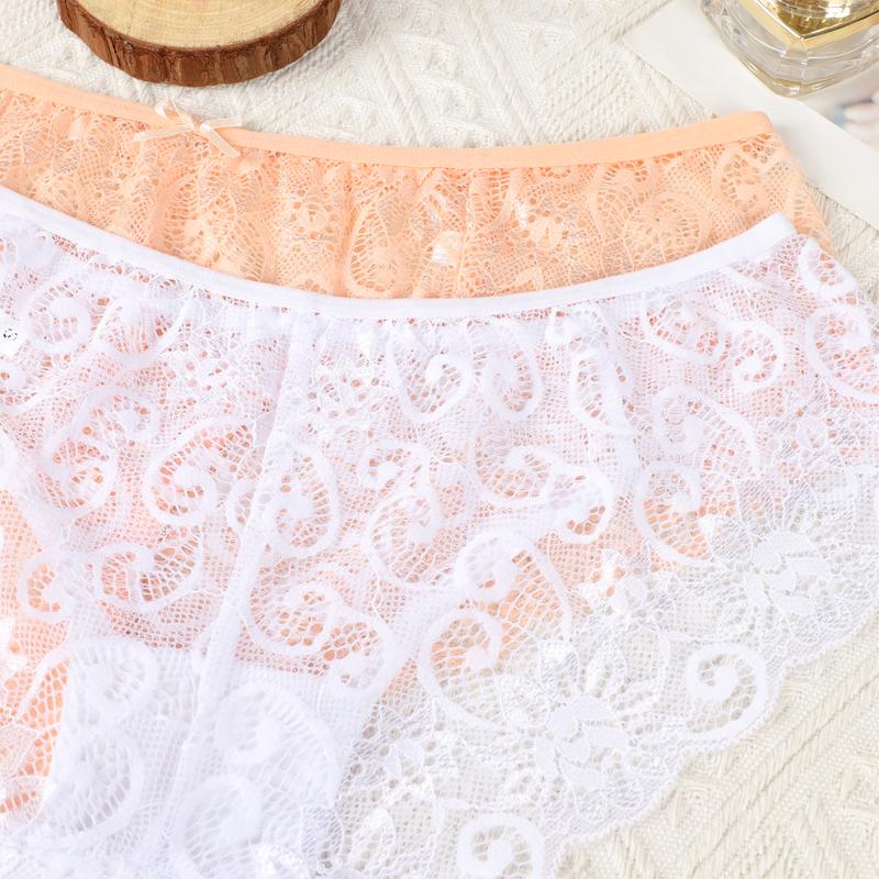 Women's  French Cut Lace Panties Cut Lace PantiesLady Lace Lingerie Basic Half Back Coverage Panties