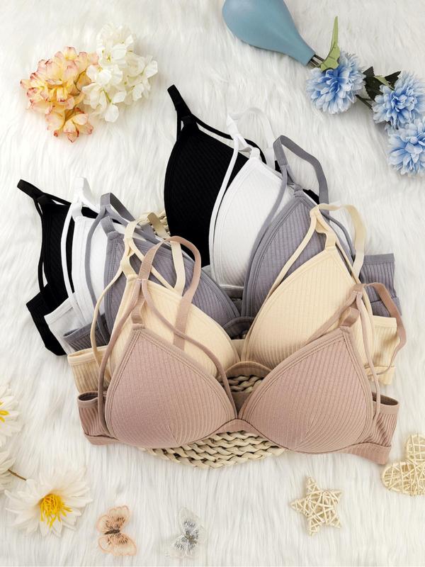 Women's Minimalist Summer Basic Solid Wireless Bra, Back To School Lingerie for Women, Lady Casual Comfortable Adjustable Strap Push Up Bra for Summer Daily Wear, Softness Lingerie Wear for All Seasons, Womenswear Underwear