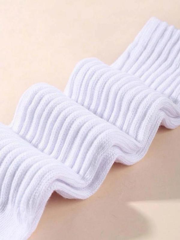 Women's Solid Slouch Socks, Casual Comfy Breathable Crew Socks for Daily Wear, Women's Socks for All Seasons