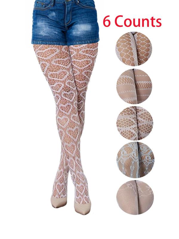 Women's 3 Pairs Plain Fishnet Tights, Summer 2024 High Waist Breathable Comfort Sheer Pantyhose for Lady Daily Wear, Womenswear Underwear for Summer