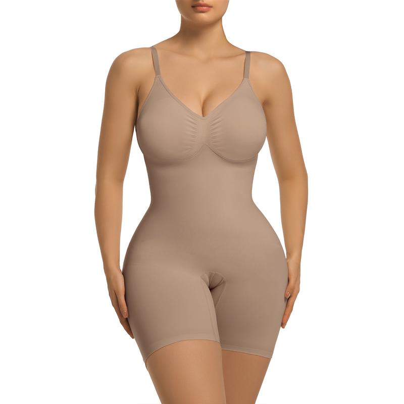 SHAPERX Bra Free Tummy Control Shapewear Mid Thigh Body Shaper with Removable Pads