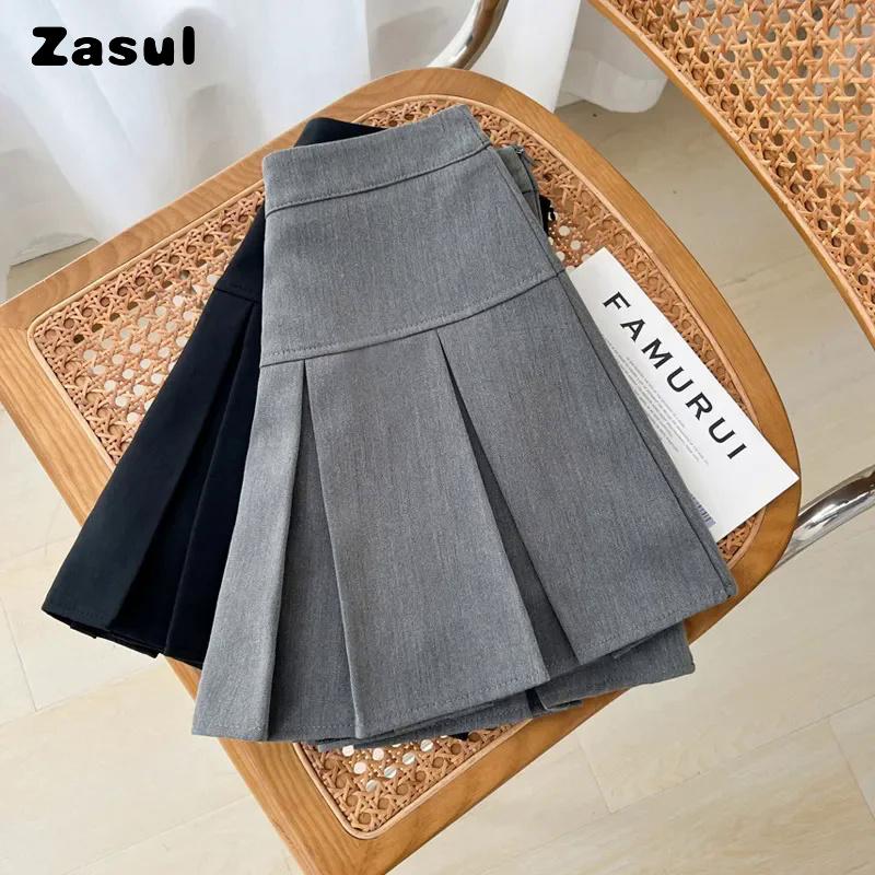 Pleated Skirt Women Gray Pretty Style Fashion Jk Harajuku Mini Skirt Sweet Uniform A-Line High Street Summer School Dress Womenswear Bottom