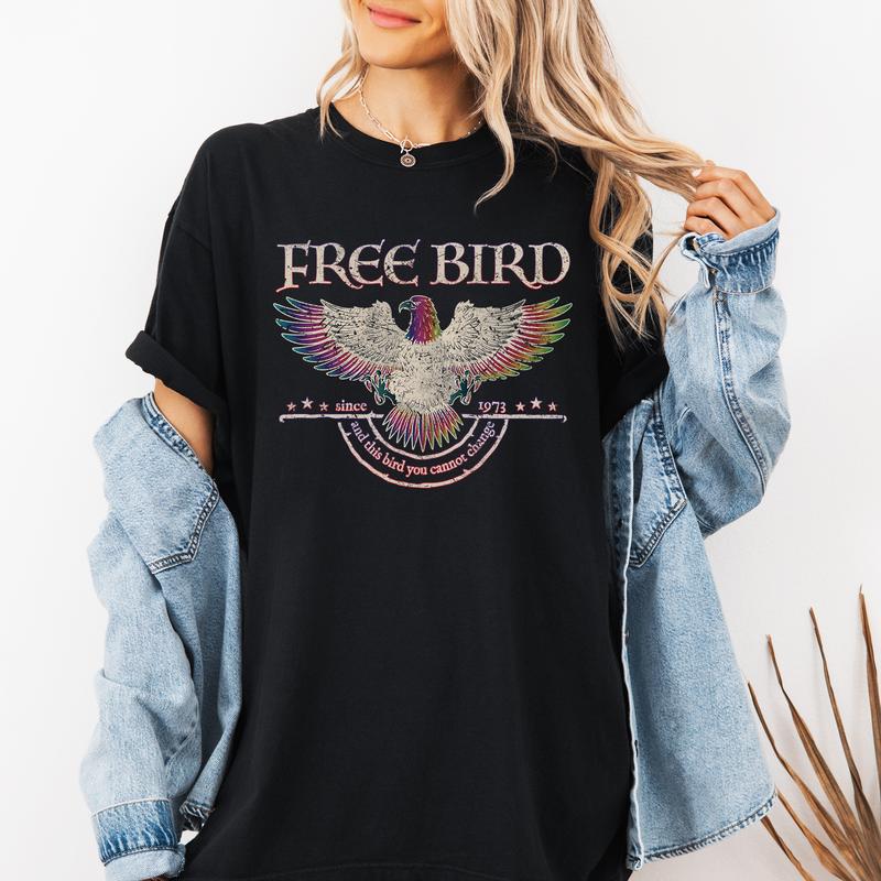 Free Bird Shirt, Comfort Colors Band TShirt, Old School Band T-shirt, Retro Music Shirt, Rock Band Tee, Women's Crew Neck, Crewneck