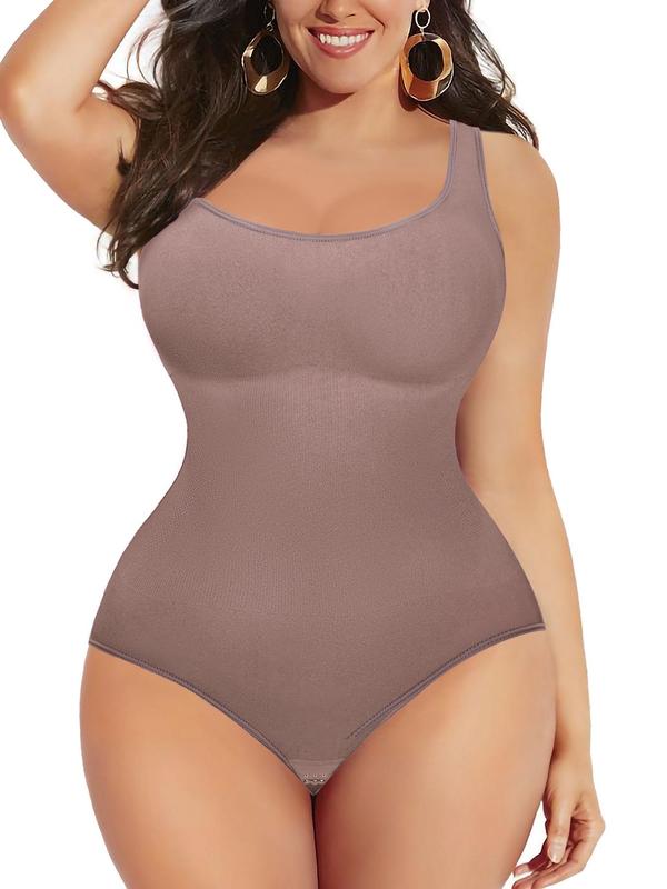 Women's Solid Square Neck Shapewear Bodysuit, Casual Sleeveless Shapewear Bodysuit Tummy Control Bodysuit, Summer Wear 2024, Lady Shapewear Clothing for All Seasons Shaper Clothes