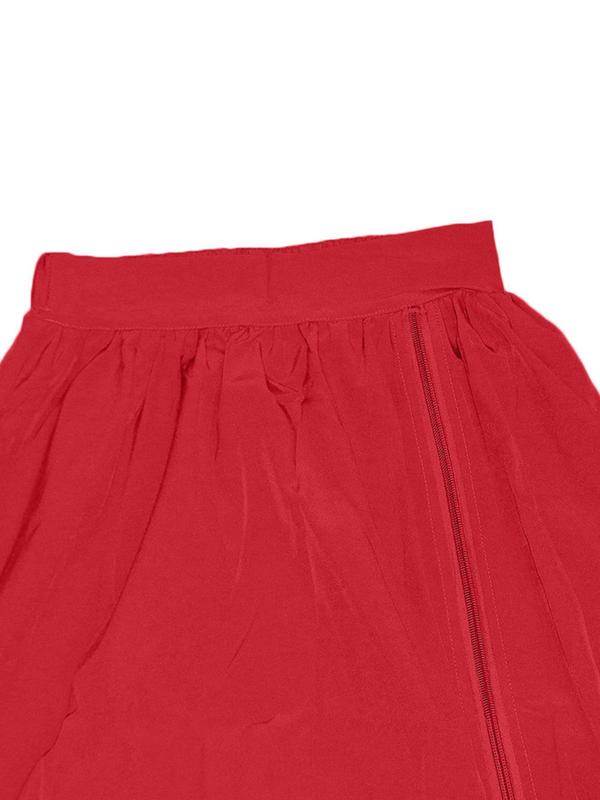 Women's Solid Zipper Split Hem Skirt, Casual Elastic Waist Long Skirt for Summer, Fashion Women's Skirt for Daily Wear