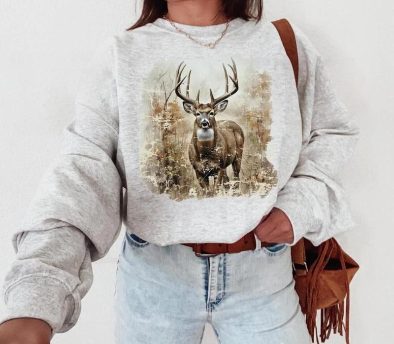 Vintage Deer Sweatshirt, Retro Deer Sweatshirt, Vintage Buck Crewneck, Hunting Camo, Animal Lover, Fall Sweatshirt