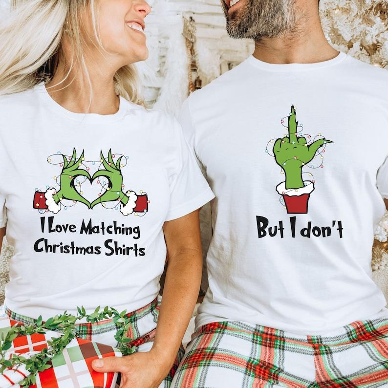 Couples Matching Christmas Shirts Funny, Matching Christmas Pajamas, Funny Xmas Tshirt Matching Christmas TShirts Ugly Sweater Party Tee