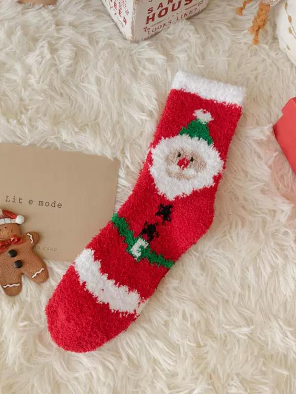 Women's Cartoon Print Fuzzy Socks, Cute Cozy Fluffy Crew Socks for Daily Wear, Women Warm Socks for Winter