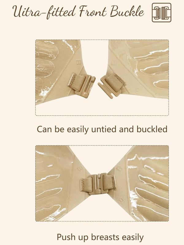 Women's Solid Buckle Front Thick Nipple Cover, Casual Invisible Self Adhesive Bra for Daily Wear, Lingerie Accessories for Women