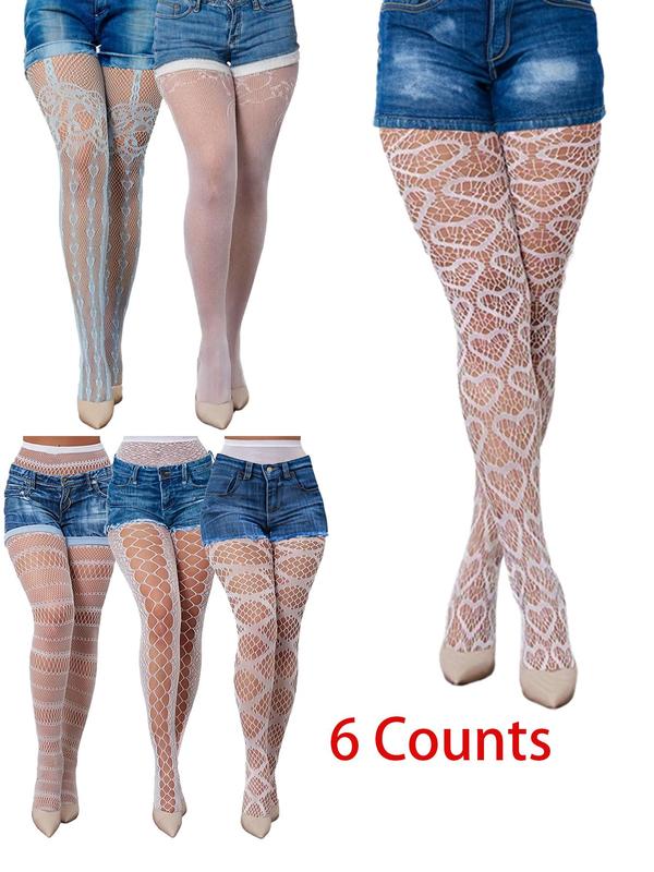 Women's 3 Pairs Plain Fishnet Tights, Summer 2024 High Waist Breathable Comfort Sheer Pantyhose for Lady Daily Wear, Womenswear Underwear for Summer