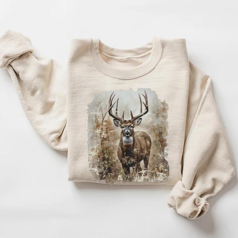 Vintage Deer Sweatshirt, Retro Deer Sweatshirt, Vintage Buck Crewneck, Hunting Camo, Animal Lover, Fall Sweatshirt