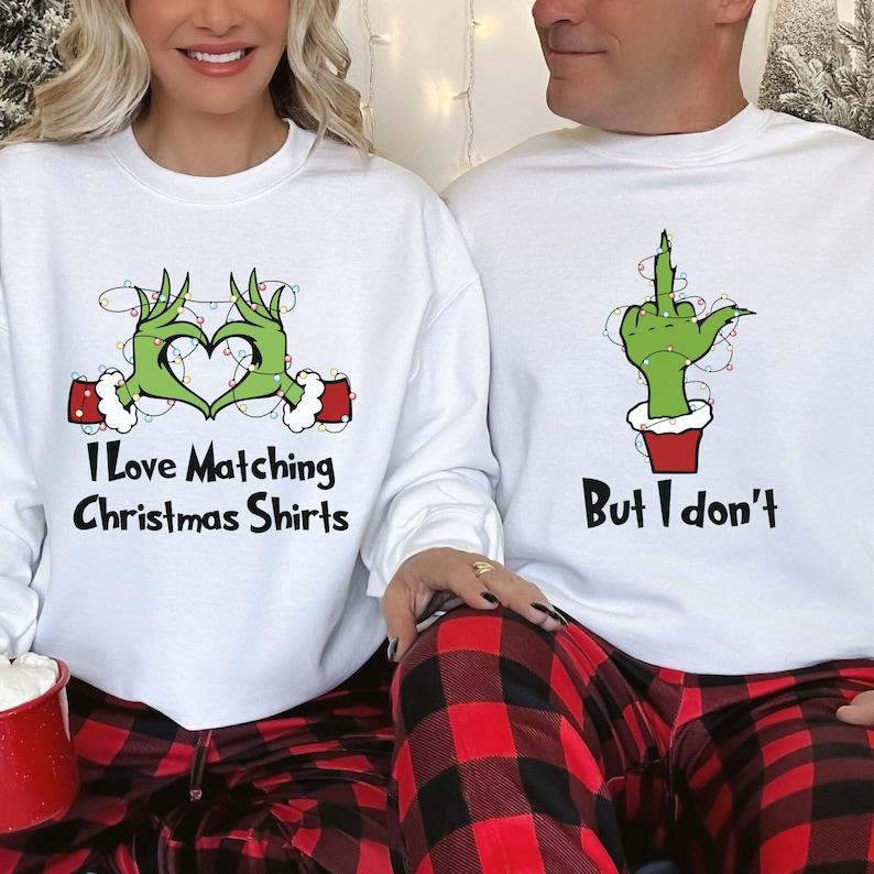 Couples Matching Christmas Shirts Funny, Matching Christmas Pajamas, Funny Xmas Tshirt Matching Christmas TShirts Ugly Sweater Party Tee