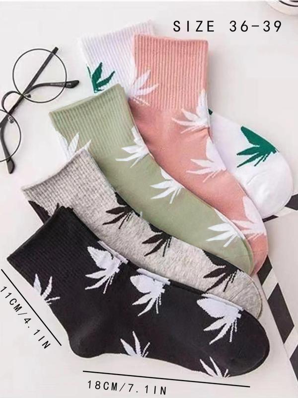 Women's Maple Leaf Pattern Ankle Socks, Low Cut Comfy Breathable Mixed Color Crew Sock, Non Slip Knit Socks, Summer Wear 2024, Women's Socks & Hosiery