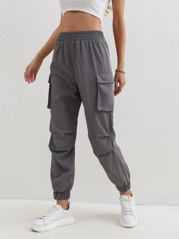 Women's Pocket High Waist Cargo Pants, Pants for Women, Casual Elastic Waist Jogger Pants, Mean Girl Pants, Comfort Cargo Pants Women, Casual Summer Bottoms