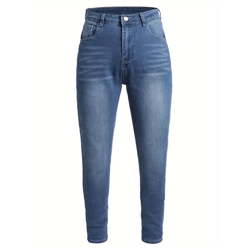 Plus Size Women's High-Waist Stretch Jeans - Tight-Fitting, Slim-Fit, Comfortable, Versatile, and Casual Fashion Style for Everyday Wear