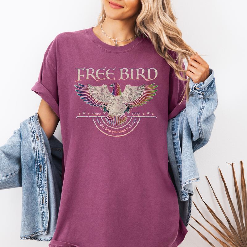 Free Bird Shirt, Comfort Colors Band TShirt, Old School Band T-shirt, Retro Music Shirt, Rock Band Tee, Women's Crew Neck, Crewneck