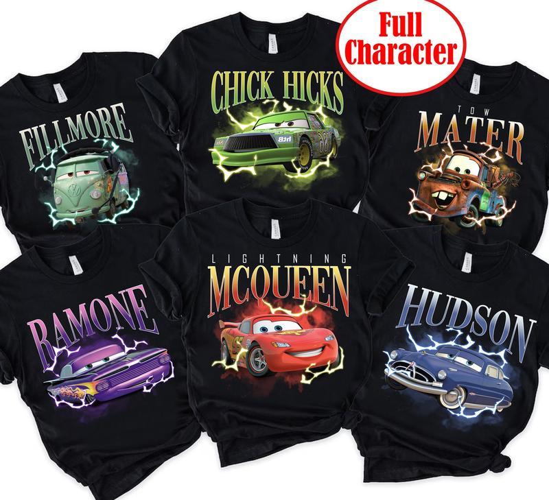 Cars Characters Lightning McQueen Tow Mater Hudson and Friends Shirt , Couple shirts, family shirts Comfort Womenswear, Graphic Tees