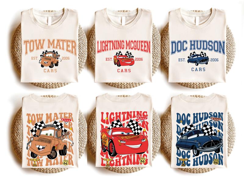 Cars 2 Side Shirt, Matching Family 2 Side Shirts, Cars Birthday Shirt, Lightning Mcqueen, Tow Mater, Doc, Sally, Luigi, Mack Trending Unisex Shirt for Fans Classic Cotton