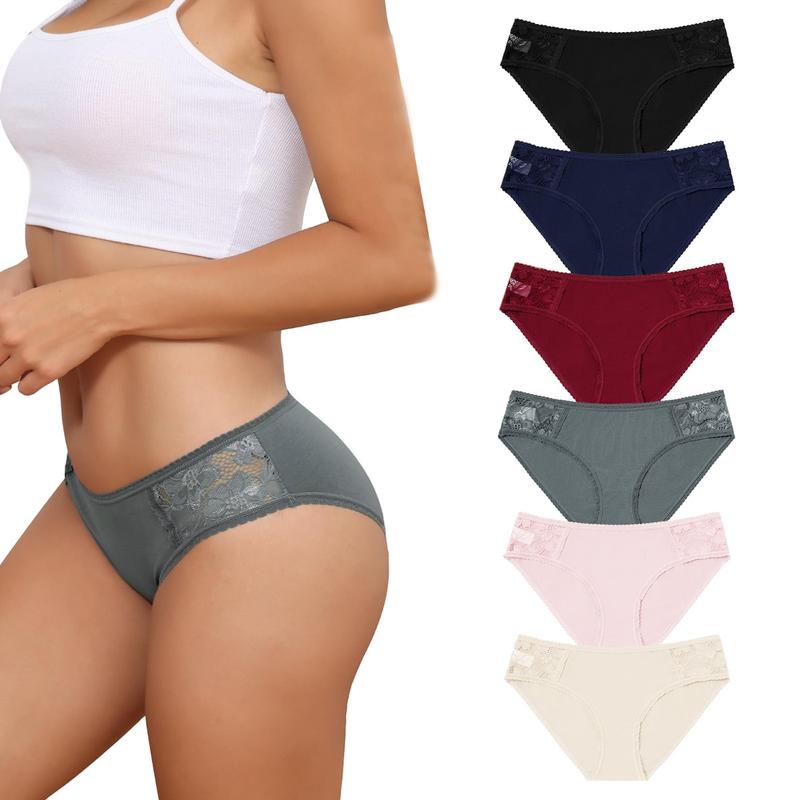 LEVAO Womens Cotton Underwear Bikini Panties Soft Stretch Ladies Panty Low Waist Multipack Stretch Cheeky Briefs 6 Pack S-XXL