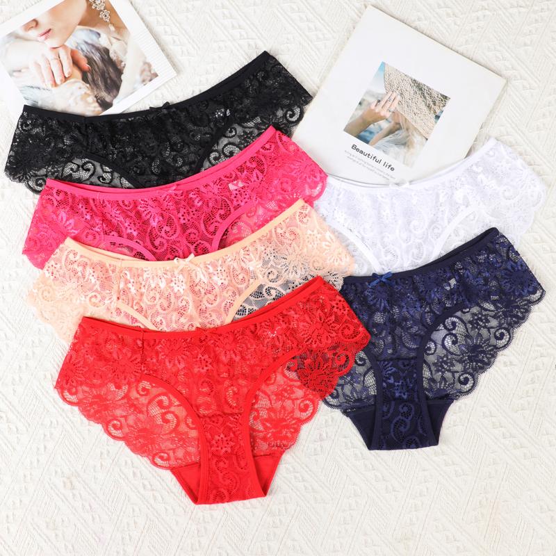 Women's  French Cut Lace Panties Cut Lace PantiesLady Lace Lingerie Basic Half Back Coverage Panties