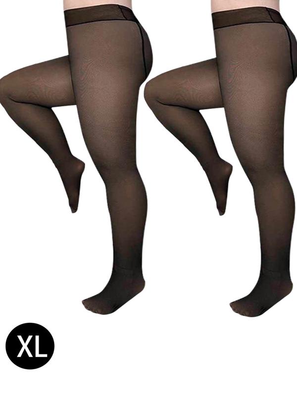 Women's Solid Sheer Thermal Tights, Casual Comfy Warm High Waist Tights for Fall & Winter, Women's Stockings for Daily Wear