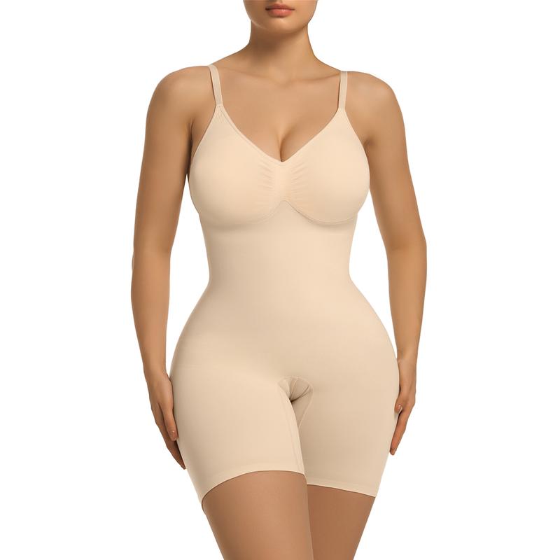 SHAPERX Bra Free Tummy Control Shapewear Mid Thigh Body Shaper with Removable Pads