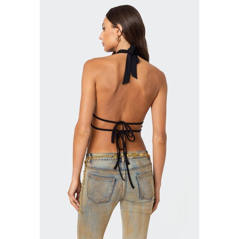 Luma Split Front Backless Halter Top