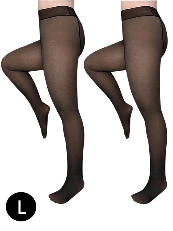 Women's Solid Sheer Thermal Tights, Casual Comfy Warm High Waist Tights for Fall & Winter, Women's Stockings for Daily Wear