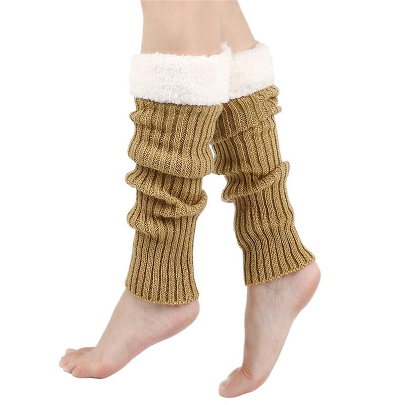 Women Knit Leg Warmer, Patchwork Calf Cover Boot Socks Streetwear for Daily Party