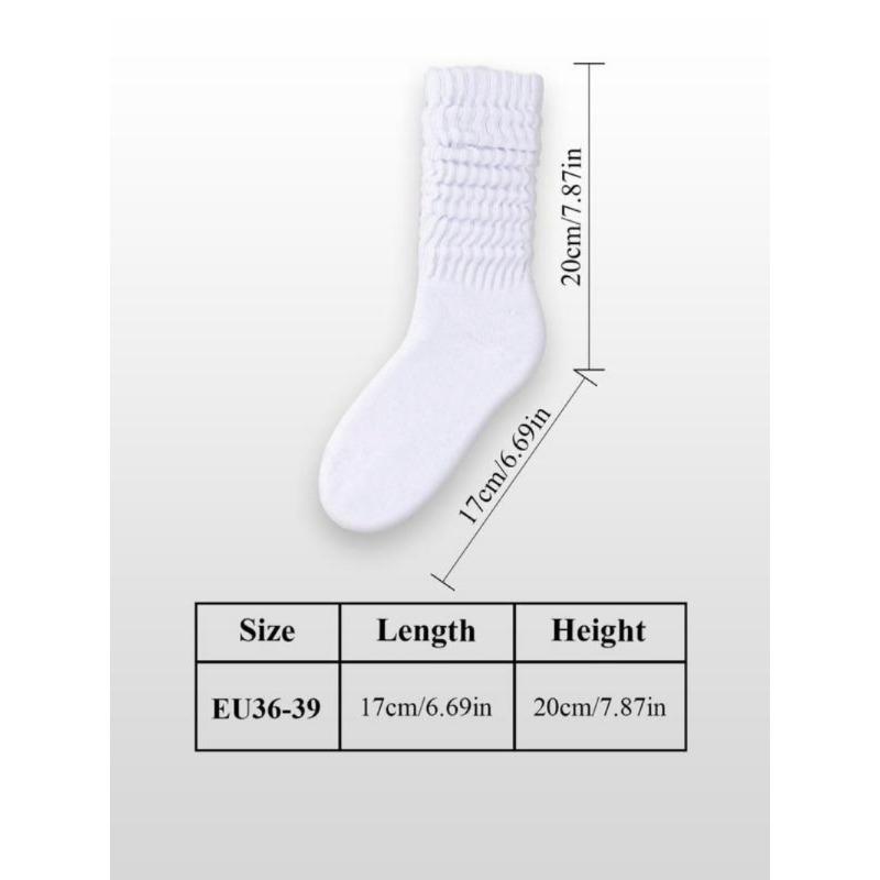 Women's Solid Crew Socks, Baggy Socks, Multi-pack Soft Comfy Breathable Cozy Mid-calf Socks for Daily Wear, Socks for Women, Comfort Casual Womenswear, Lady's Fall & Winter Socks & Hosiery, Fall Clothes