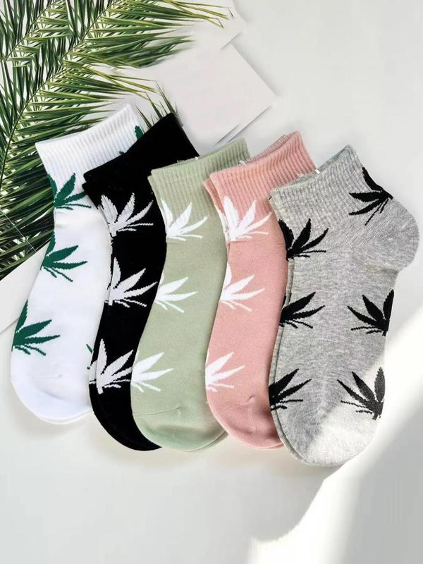 Women's Maple Leaf Pattern Ankle Socks, Low Cut Comfy Breathable Mixed Color Crew Sock, Non Slip Knit Socks, Summer Wear 2024, Women's Socks & Hosiery