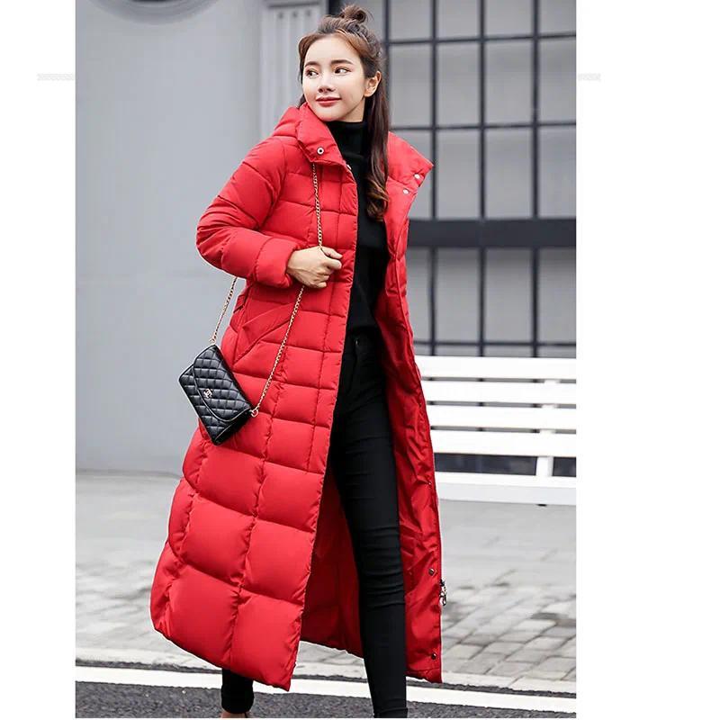 Long Down Cotton Parkas Coat Female New Winter Over Knee Loose Large Fur Collar Hooded Warm Thick Parkas Women  Padded Overcoat