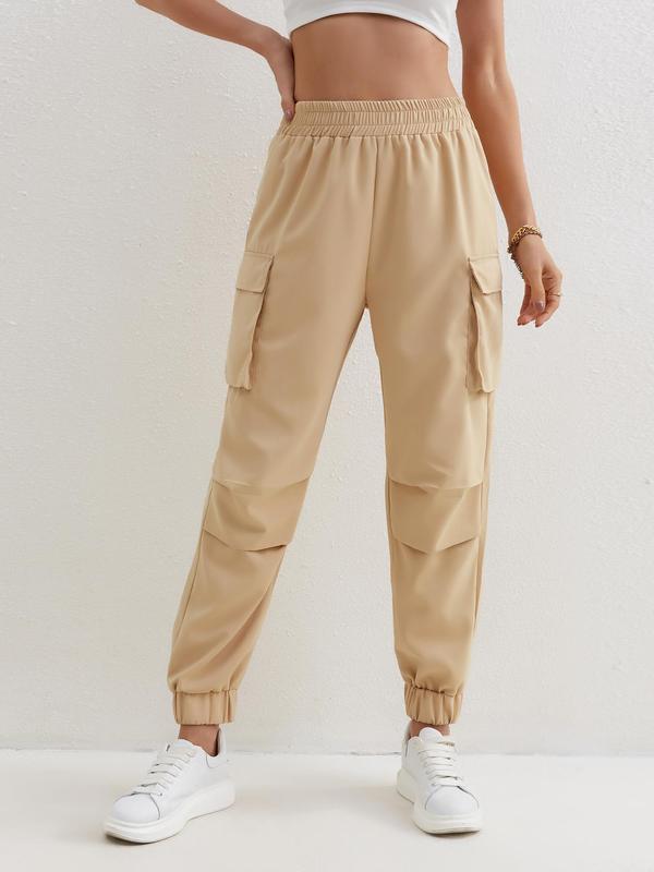 Women's Pocket High Waist Cargo Pants, Pants for Women, Casual Elastic Waist Jogger Pants, Mean Girl Pants, Comfort Cargo Pants Women, Casual Summer Bottoms