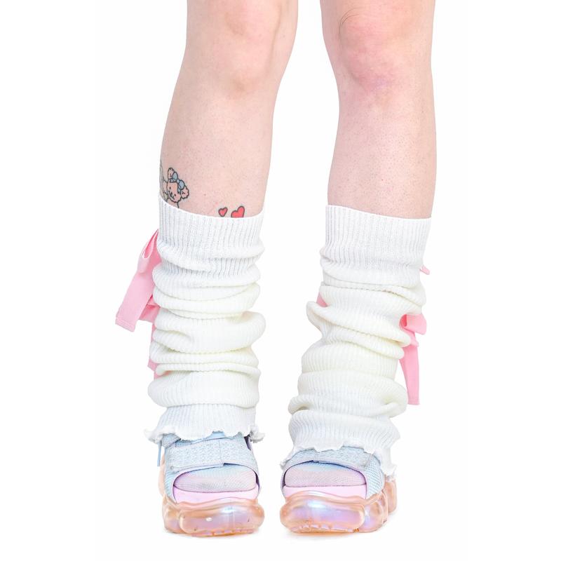 Sugar Ribbon Leg Warmers - White