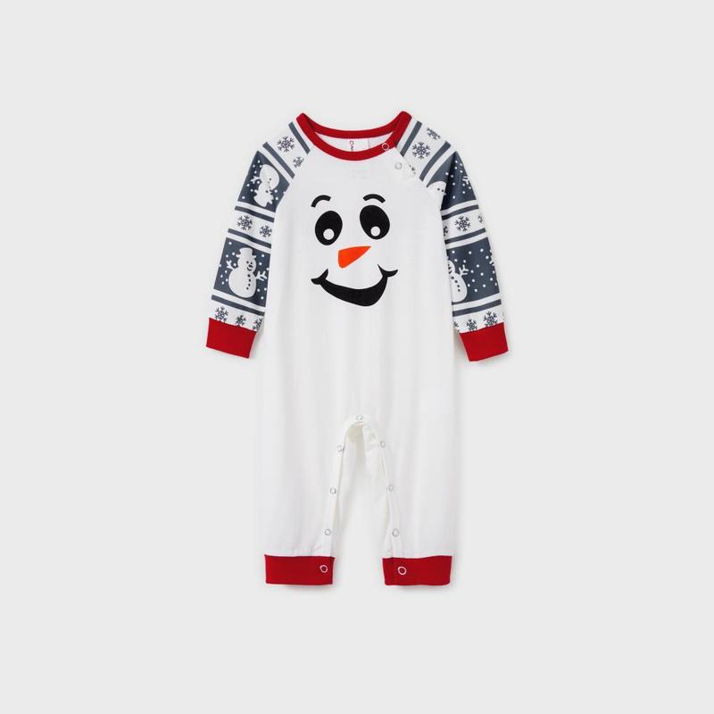 PatPat Matching Christmas Pajamas Family Snowman Pattern Long Sleeves PJs Sets